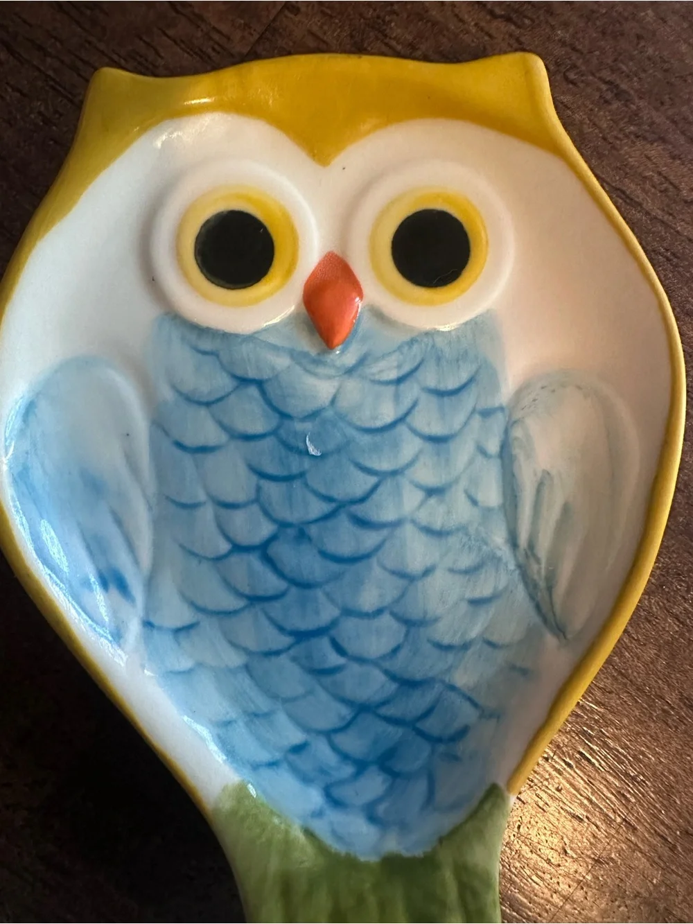 Pier 1 Imports Hand Painted Stoneware Owl Spoon Rest